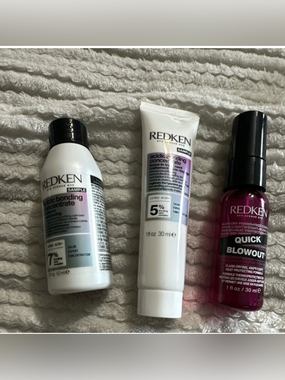 Redken Acidic Bonding Concentrate  & Quick Blowout Travel Size Treatment 3pcs